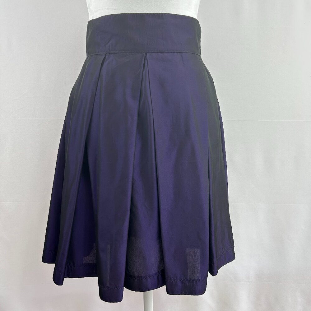 Marie Saint Pierre Festive Purple Pleated Holiday Mini Skirt – X-Small XS